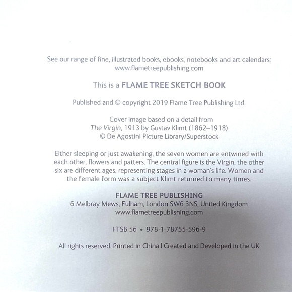 Sketch Book  Klimt The Virgin  Blank Hardcover by Flame Tree Studio 8.5 x 11 in - Picture 5 of 5